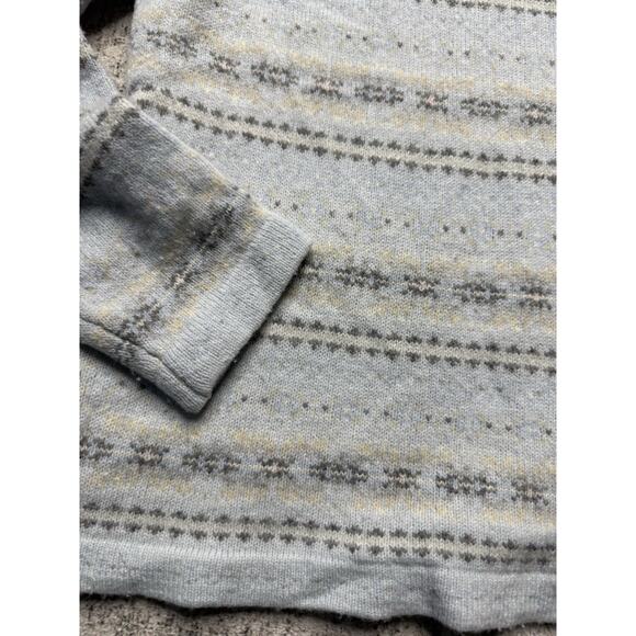 VTG Lauren Ralph Lauren Sweater M/L Fair Isle Snowflake Blue White Lambswool - Picture 3 of 8